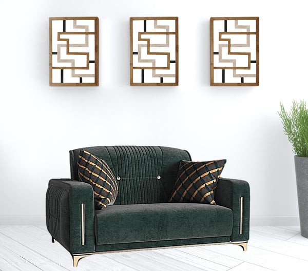 Homeroots 60" Green Gold Microfiber Futon Convertible Sleeper Love Seat With Storage   521610