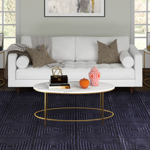 Homeroots 42" White And Gold Faux Marble And Steel Oval Coffee Table   521612