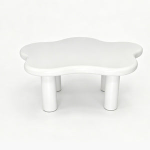 English Elm 40-inch Cloud Shaped Coffee Table Sculptural Mdf Top with Tapered Legs for Living Rooms White W3935S00003