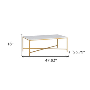 Homeroots 48" White And Gold Steel Coffee Table   521624