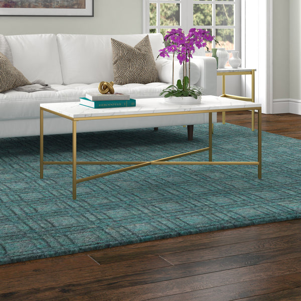 Homeroots 48" White And Gold Steel Coffee Table   521624