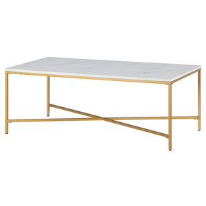 Homeroots 48" White And Gold Steel Coffee Table   521624