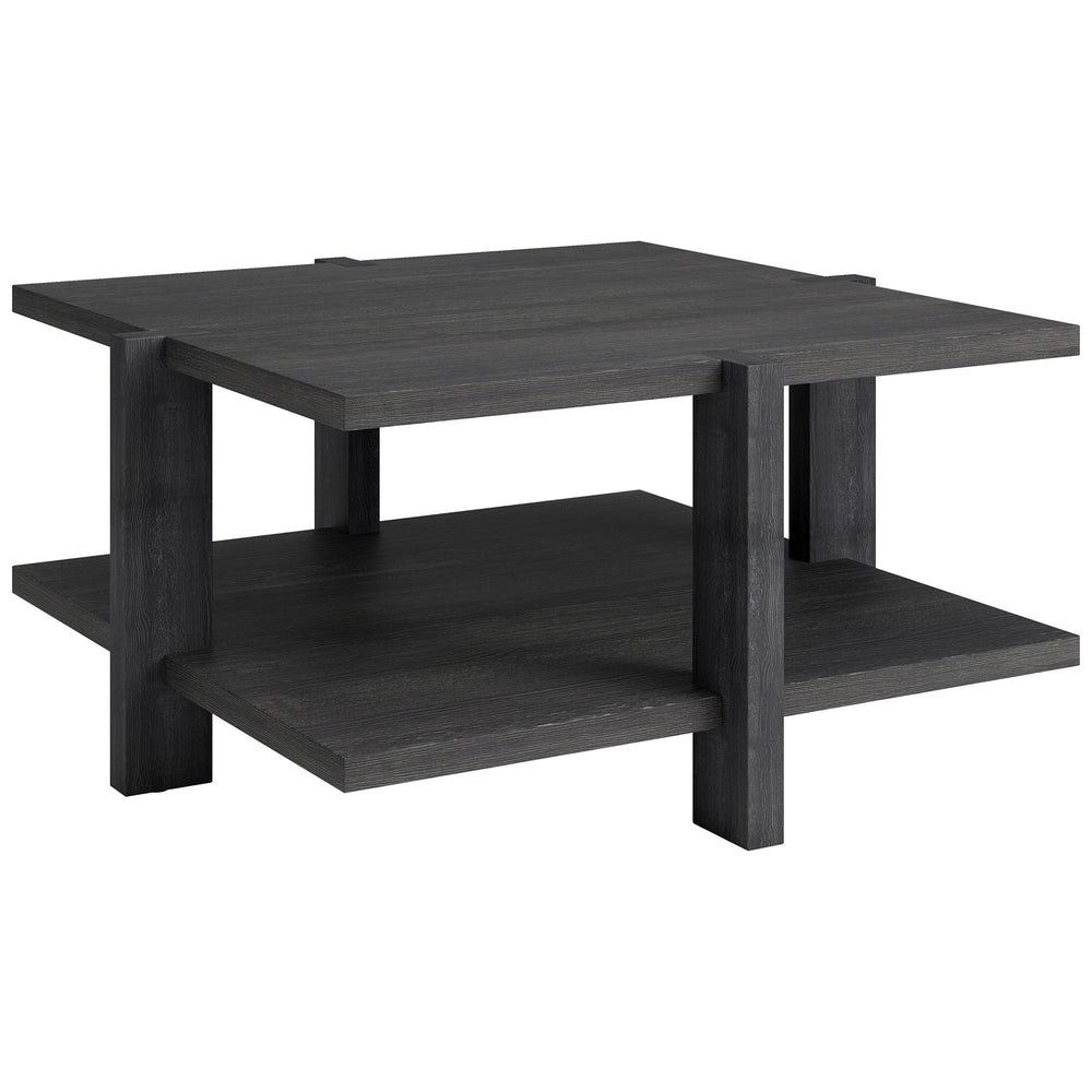 Homeroots 35" Gray Square Coffee Table With Shelf   521627
