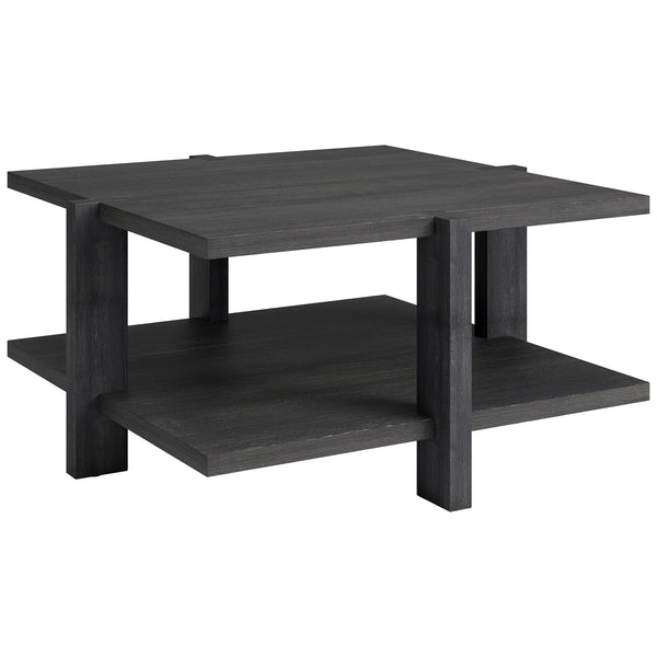 Homeroots 35" Gray Square Coffee Table With Shelf   521627