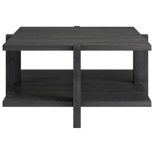 Homeroots 35" Gray Square Coffee Table With Shelf   521627