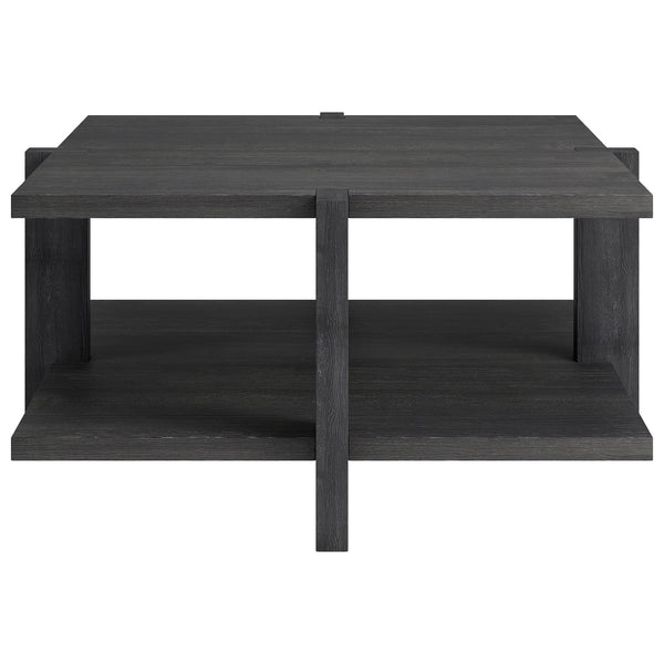 Homeroots 35" Gray Square Coffee Table With Shelf   521627