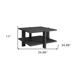 Homeroots 35" Gray Square Coffee Table With Shelf   521627