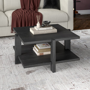 Homeroots 35" Gray Square Coffee Table With Shelf   521627