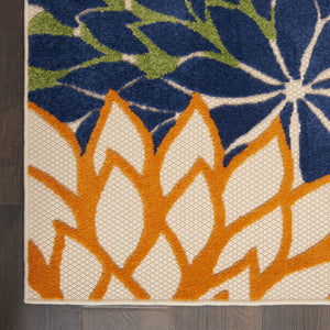 HomeRoots 10' Blue and Green Tropical Area Rug - Versatile Indoor/Outdoor Design, Durable & Easy Care! 521639