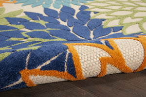 HomeRoots 10' Blue and Green Tropical Area Rug - Versatile Indoor/Outdoor Design, Durable & Easy Care! 521639