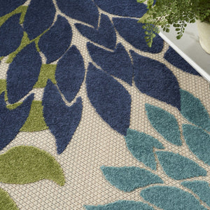 HomeRoots 10' Blue and Green Tropical Area Rug - Versatile Indoor/Outdoor Design, Durable & Easy Care! 521639