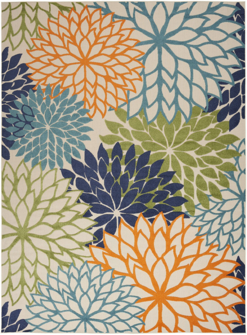 HomeRoots 10' Blue and Green Tropical Area Rug - Versatile Indoor/Outdoor Design, Durable & Easy Care! 521639