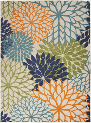HomeRoots 10' Blue and Green Tropical Area Rug - Versatile Indoor/Outdoor Design, Durable & Easy Care! 521639