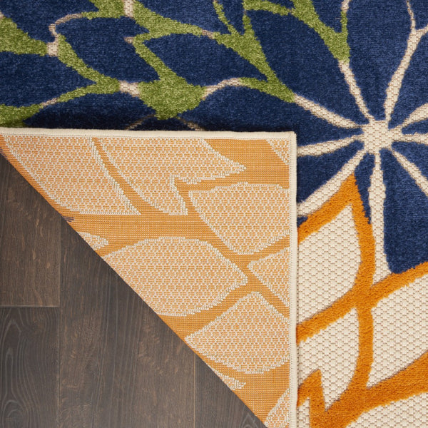 HomeRoots 10' Blue and Green Tropical Area Rug - Versatile Indoor/Outdoor Design, Durable & Easy Care! 521639