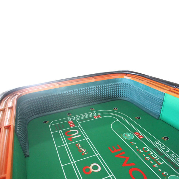 English Elm 12 Foot Regulation Craps Table with Green Felt Padded Rail and Casino Game Room Style W2748S00067