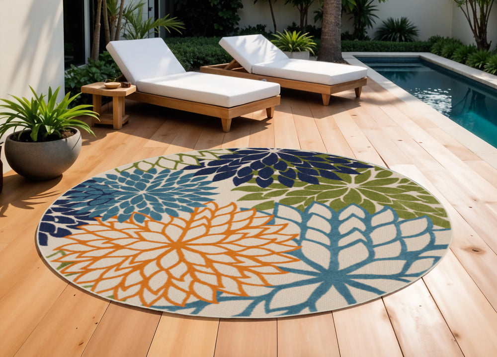 Homeroots 10' Blue And Green Indoor Outdoor Area Rug  Polypropylene 521640