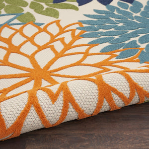 HomeRoots 10' Tropical-Inspired Blue and Green Round Area Rug - Durable, Stain-Resistant for Indoor & Outdoor Use 521640