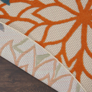 HomeRoots 10' Tropical-Inspired Blue and Green Round Area Rug - Durable, Stain-Resistant for Indoor & Outdoor Use 521640