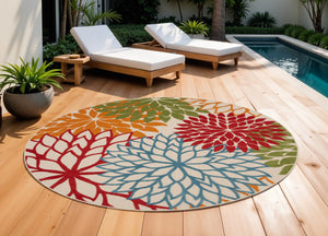 Homeroots 10' Green Orange And Red Indoor Outdoor Area Rug  Polypropylene 521644