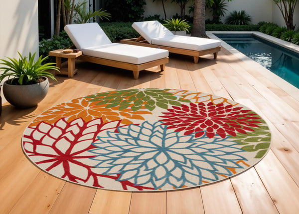 Homeroots 10' Green Orange And Red Indoor Outdoor Area Rug  Polypropylene 521644