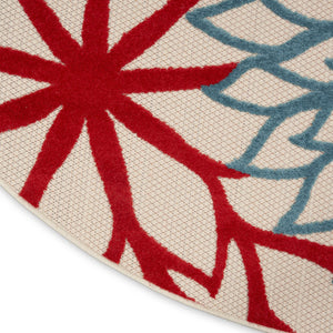 HomeRoots 10' Tropical-Inspired Round Area Rug in Vibrant Green, Orange & Red - Durable for Indoor/Outdoor Use 521644