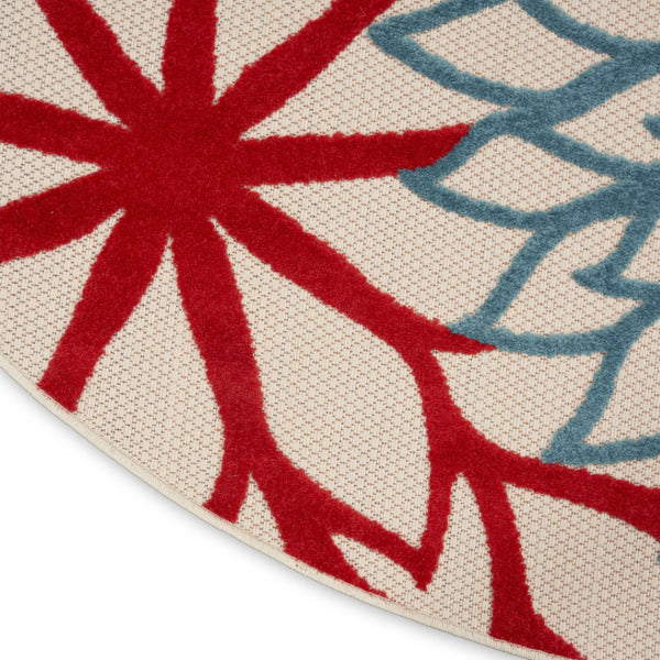 HomeRoots 10' Tropical-Inspired Round Area Rug in Vibrant Green, Orange & Red - Durable for Indoor/Outdoor Use 521644