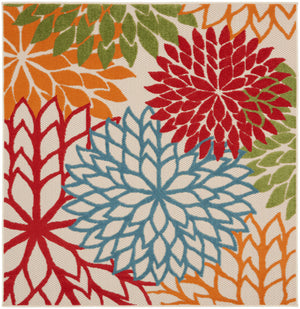 Homeroots 5' Green Orange And Red Indoor Outdoor Area Rug  Polypropylene 521645