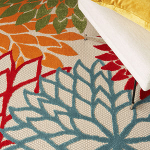 Homeroots 5' Green Orange And Red Indoor Outdoor Area Rug  Polypropylene 521645