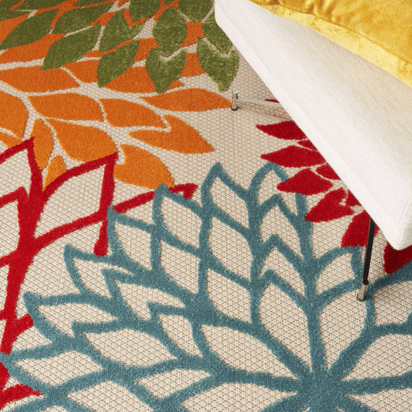 Homeroots 5' Green Orange And Red Indoor Outdoor Area Rug  Polypropylene 521645