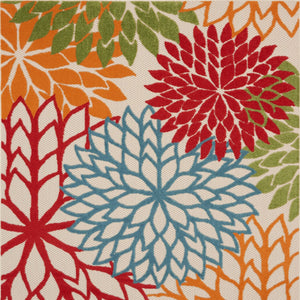 Homeroots 5' Green Orange And Red Indoor Outdoor Area Rug  Polypropylene 521645