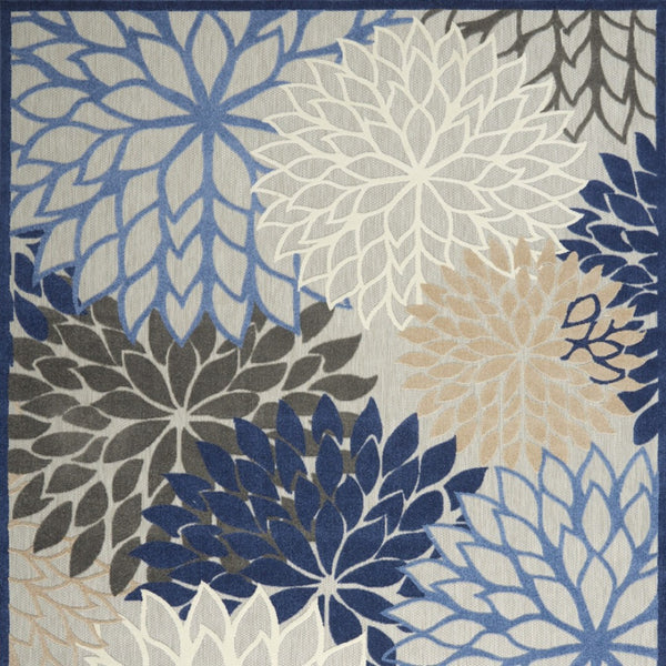 HomeRoots 12' Blue and Ivory Floral Indoor Outdoor Area Rug - Durable, Stain-Resistant, Tropical Charm for Any Space 521648