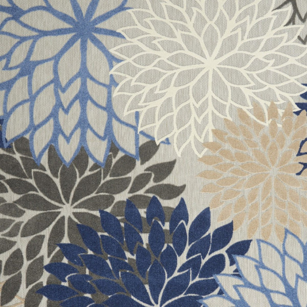 HomeRoots 12' Blue and Ivory Floral Indoor Outdoor Area Rug - Durable, Stain-Resistant, Tropical Charm for Any Space 521648