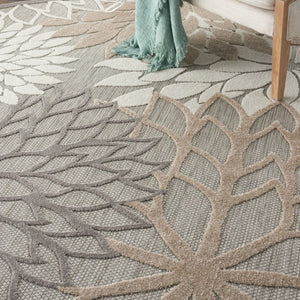 HomeRoots 10' Gray and Ivory Geometric Floral Indoor-Outdoor Area Rug - Durable, Stylish, Low-Maintenance Choice 521649