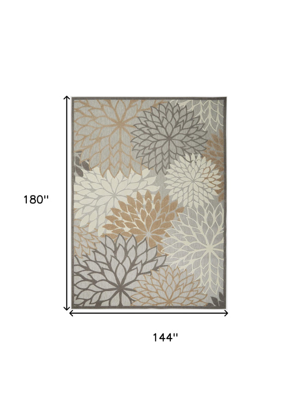 Homeroots 12' X 15' Gray And Ivory Indoor Outdoor Area Rug  Polypropylene 521650