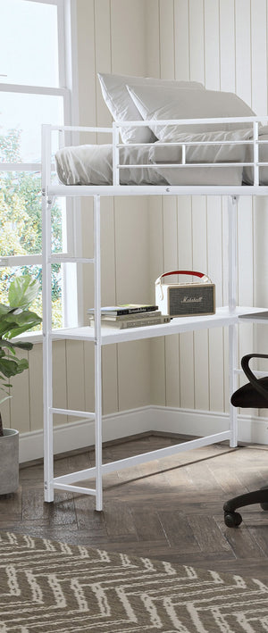 English Elm Contemporary Full Loft Bed With Dual Ladders & Durable Metal Frame - Space-Saving Design In White B2741S00305