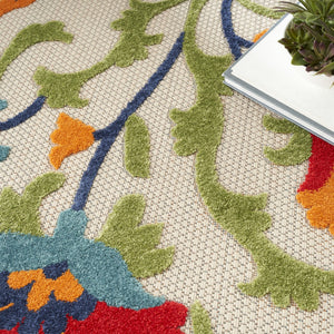 HomeRoots 10' Red and Ivory Area Rug - Durable Indoor/Outdoor Floral Design for Patios, Kitchens & More! 521658