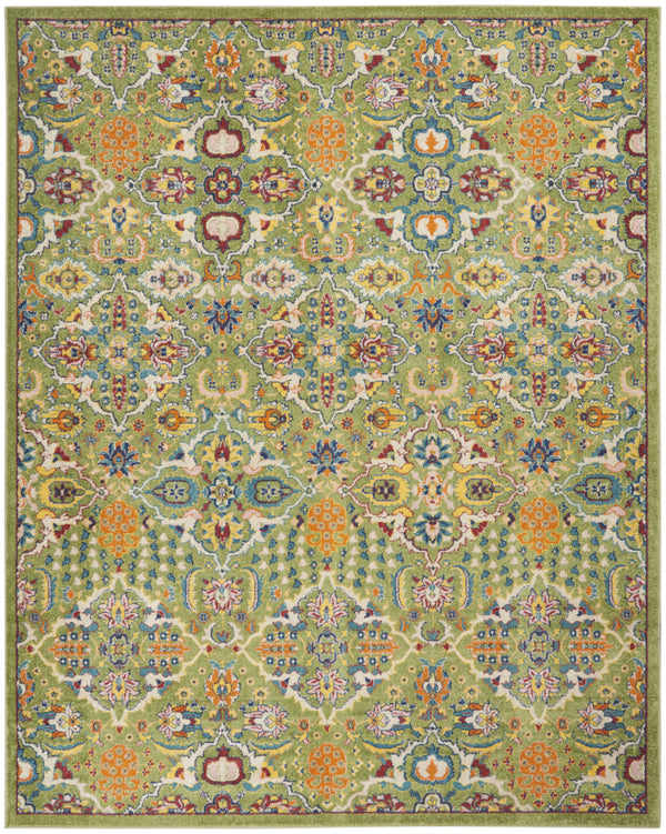 Homeroots 7' X 10' Green Floral Power Loom Area Rug  Polypropylene 521659