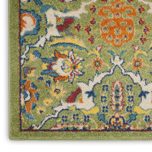HomeRoots 7' Green Floral Power Loom Area Rug - Soft, Durable, Bohemian Design for Effortless Style & Comfort 7' X 10' Rectangle 521659