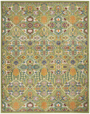 HomeRoots 7' Green Floral Power Loom Area Rug - Soft, Durable, Bohemian Design for Effortless Style & Comfort 9' X 12' Rectangle 521661