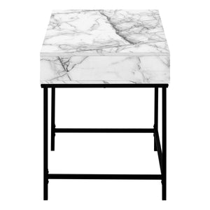 English Elm Computer Desk With Marble-Look Top, Black Metal Base & Storage Drawers – Modern Home Office Solution B2710P219844