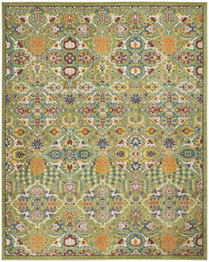 Homeroots 8' X 10' Green Floral Power Loom Area Rug  Polypropylene 521663