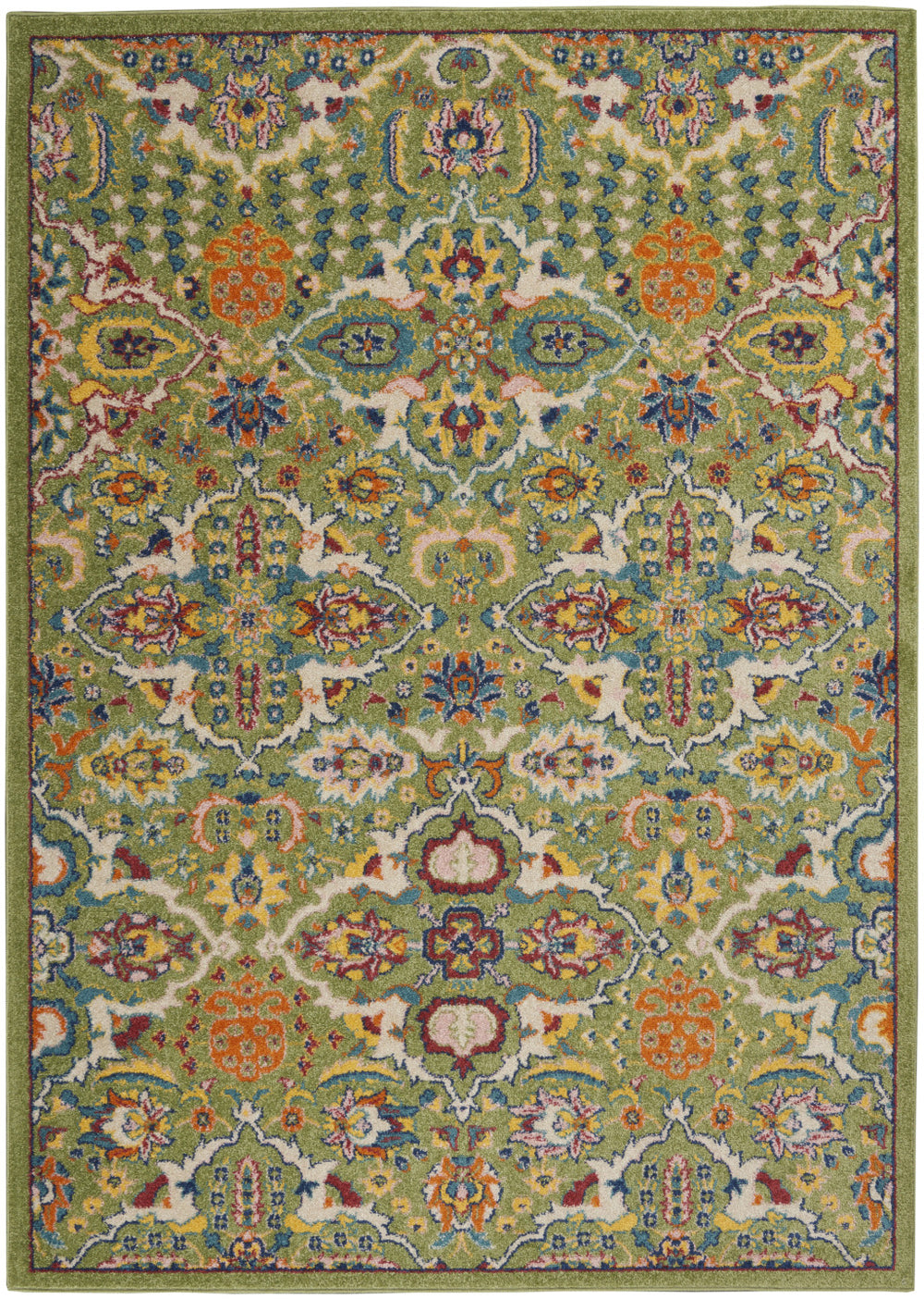 Homeroots 5' X 7' Green Floral Power Loom Area Rug  Polypropylene 521665