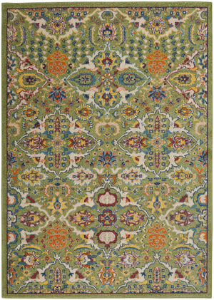 Homeroots 5' X 7' Green Floral Power Loom Area Rug  Polypropylene 521665