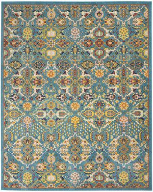 Homeroots 8' X 10' Blue Floral Power Loom Area Rug  Polypropylene 521667