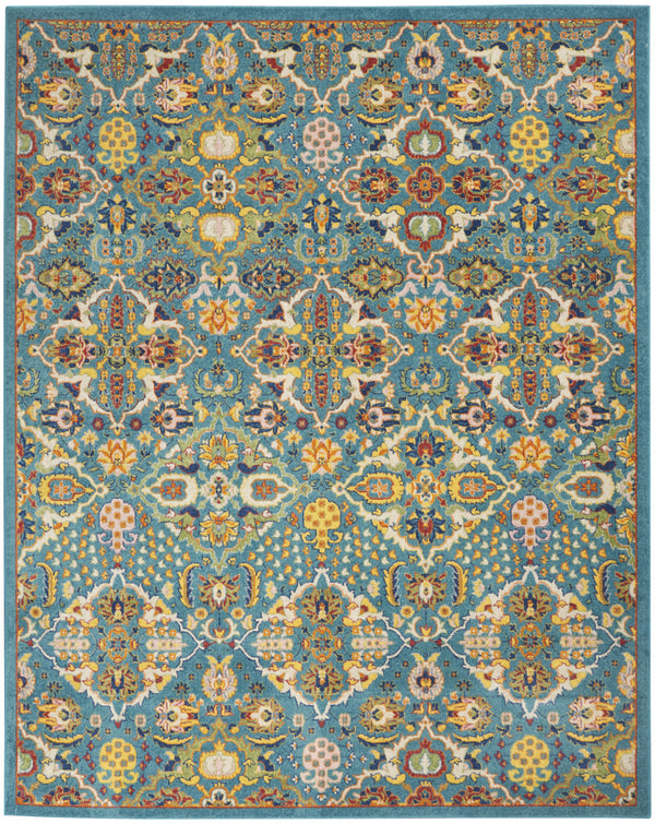 Homeroots 8' X 10' Blue Floral Power Loom Area Rug  Polypropylene 521667
