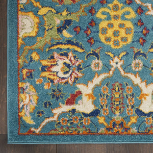 HomeRoots 9' Teal and Gold Floral Power Loom Area Rug - Vibrant, Low-Profile Design Perfect for Any Room 8' X 10' Rectangle 521667