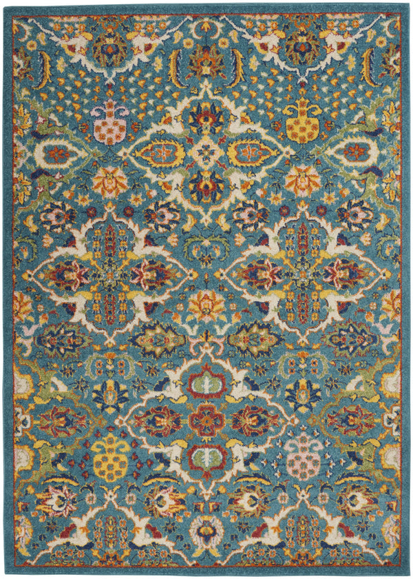 Homeroots 6' X 9' Blue Floral Power Loom Area Rug  Polypropylene 521668