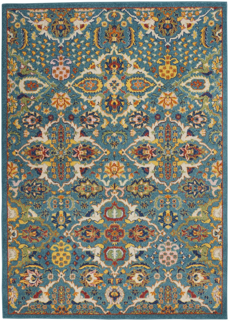 Homeroots 4' Blue Floral Power Loom Area Rug - Elegant Rectangle Design For Stylish Living Spaces, 4x6 Ft 4' X 6' Polypropylene 521669