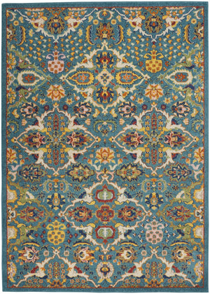 Homeroots 4' Blue Floral Power Loom Area Rug - Elegant Rectangle Design For Stylish Living Spaces, 4x6 Ft 4' X 6' Polypropylene 521669