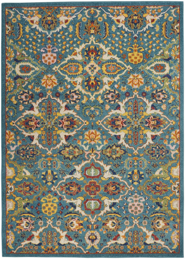 Homeroots 4' Blue Floral Power Loom Area Rug - Elegant Rectangle Design For Stylish Living Spaces, 4x6 Ft 4' X 6' Polypropylene 521669